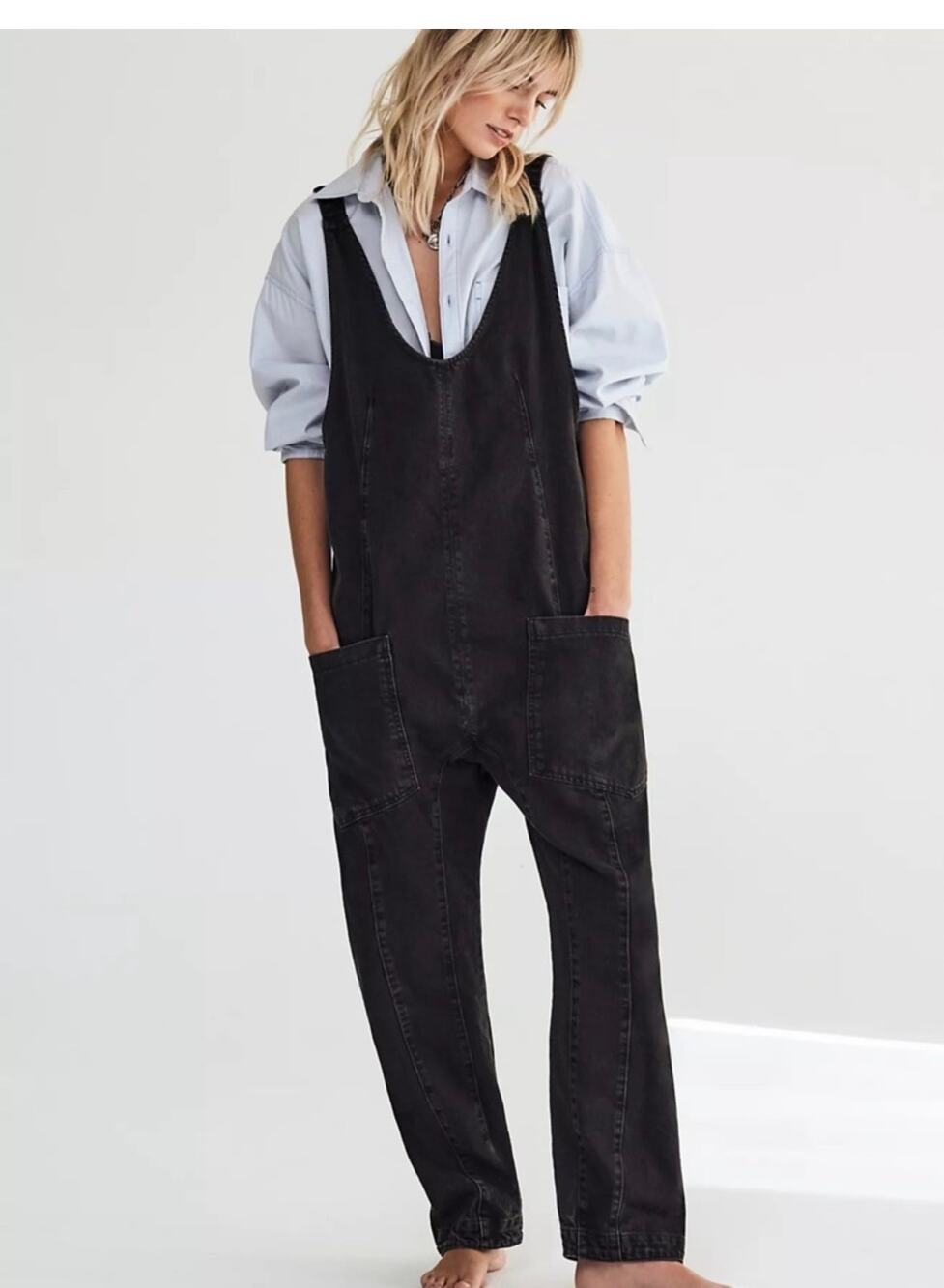 Free People We The Free High Roller Jumpsuit – Mineral Black – NWT – XS